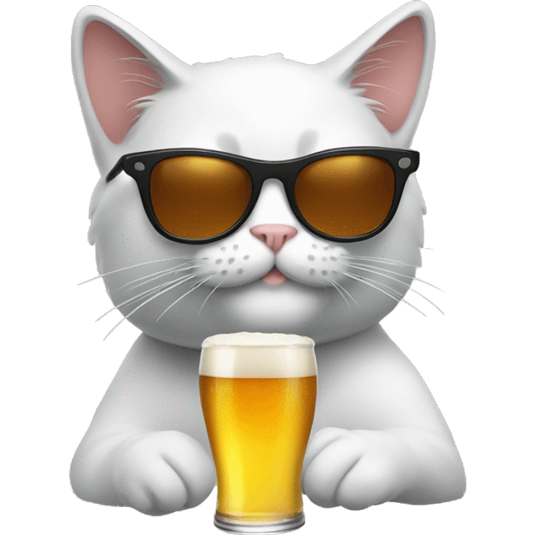 Cat with sunglasses drinking a beer emoji