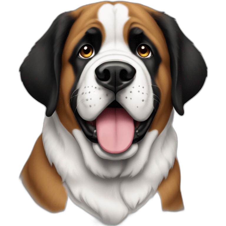 St bernard dog cute black and white emoji