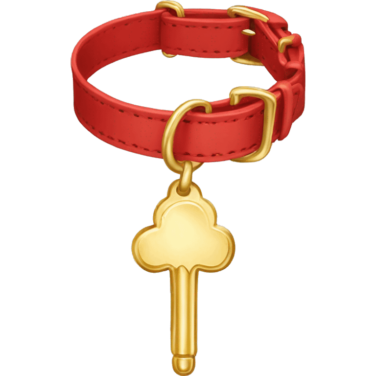 Red dog collar with a golden tag bone emoji