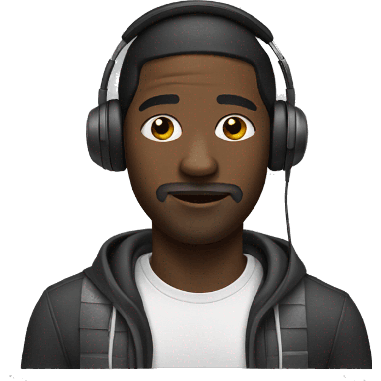 black man with dog head phones emoji