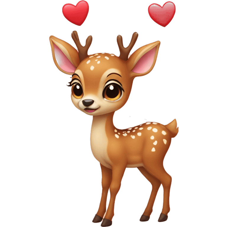 Baby deer with hearts  emoji