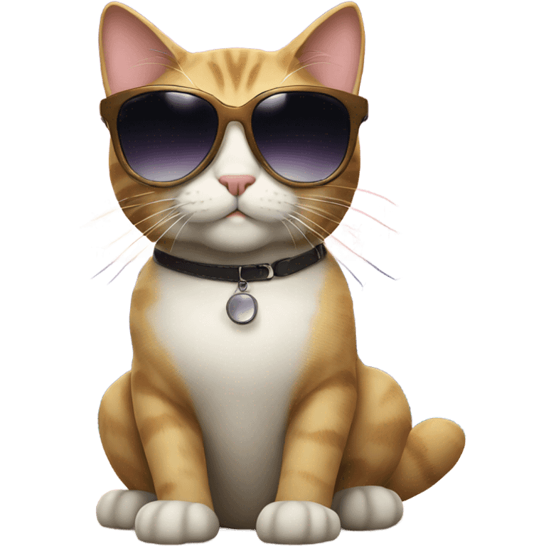 Cat with a sunglass on a beach at night  emoji