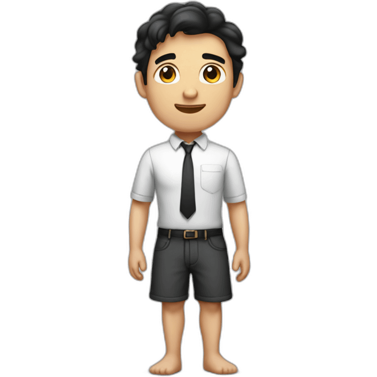 Standing handsome mathematician with dark hair in boxers emoji