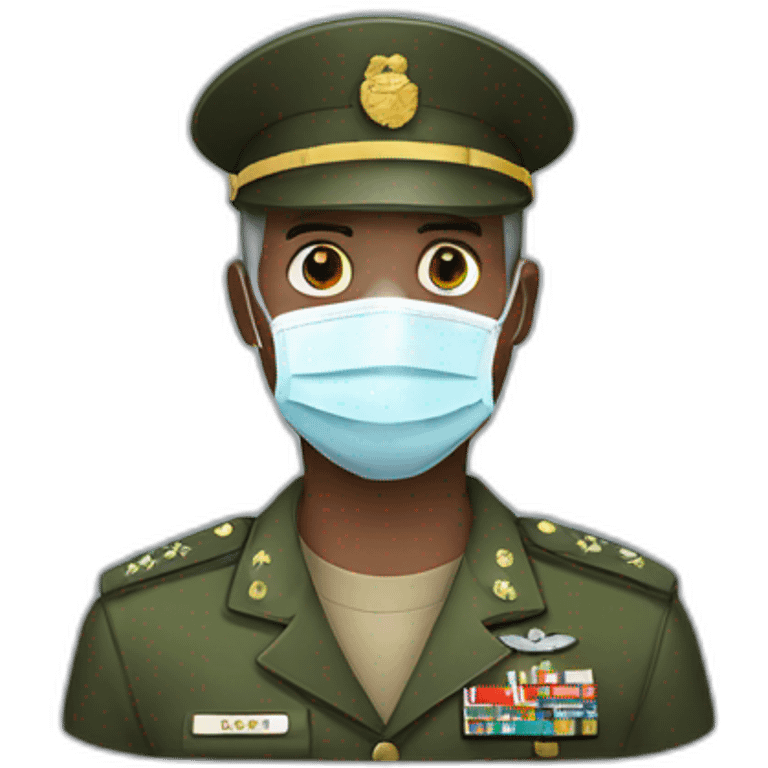 a military man in a Medical masks emoji