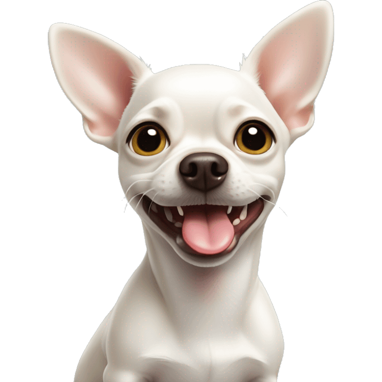 white chihuahua showing tongue emoji