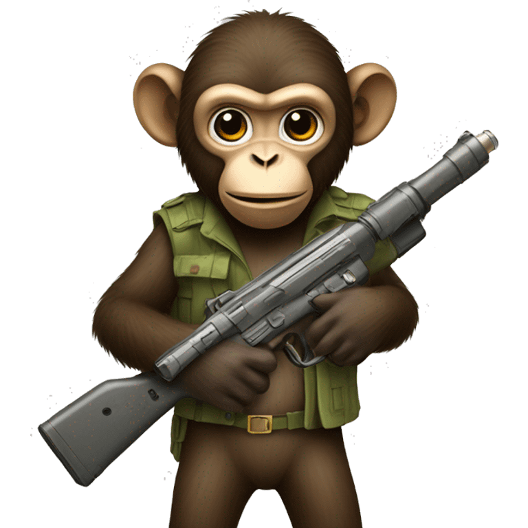 Monkey holding a toy gun emoji