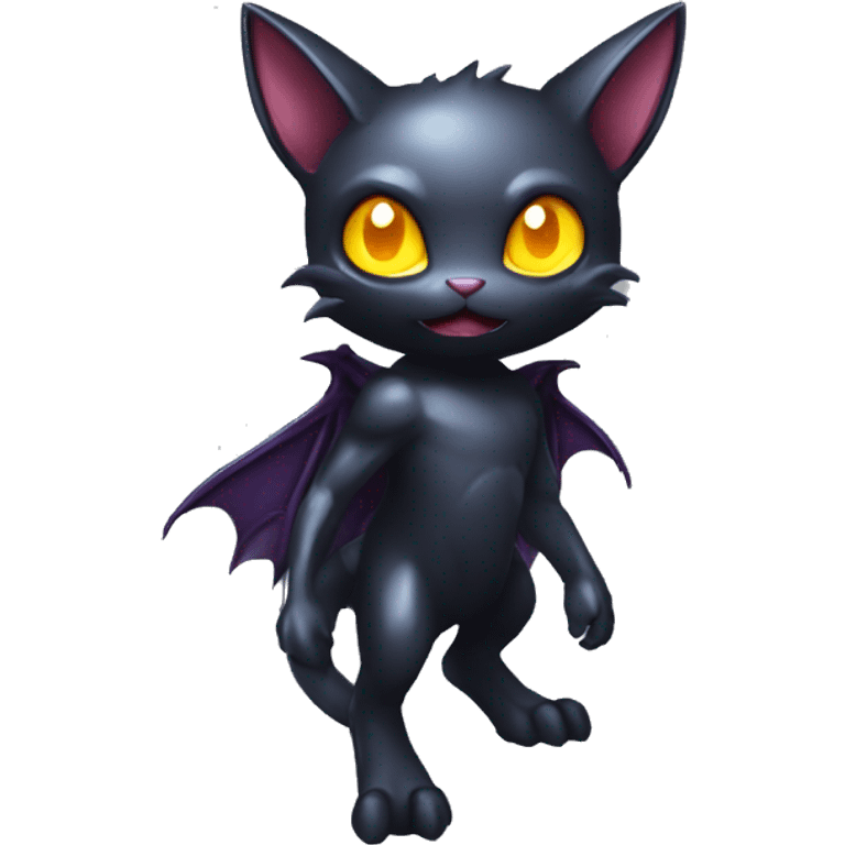 Shiny Dark-type-Poison-type-Fakémon-Bat-Cat full body emoji