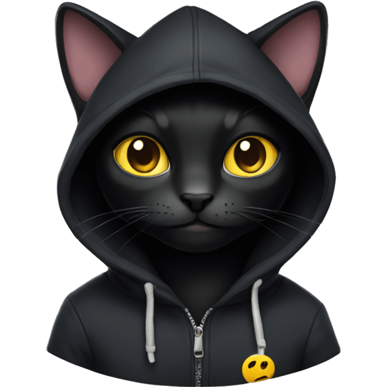 Black Cat wearing a hoodie emoji