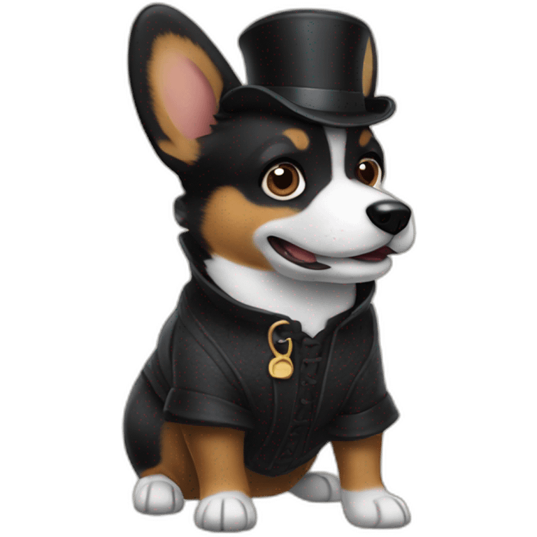 Black corgi wearing Sherlock holmes costume emoji