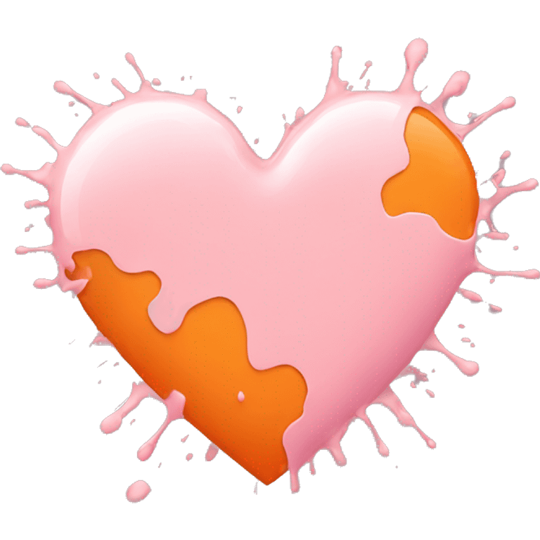 Light Pink heart with orange and white paint splatter  emoji