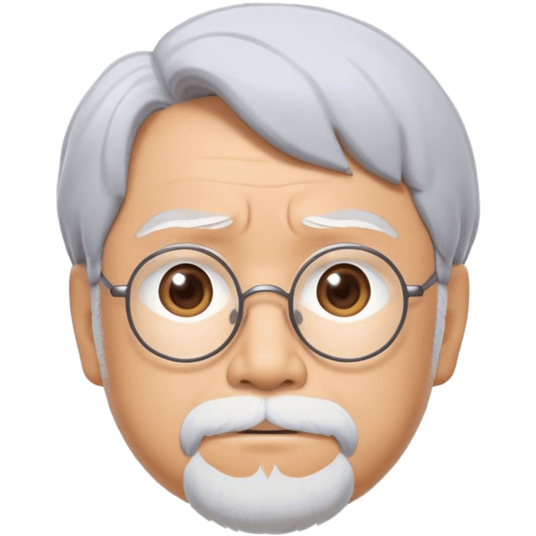 Cinematic Realistic Hayao Miyazaki Portrait Emoji, depicted as a visionary filmmaker with a gentle imaginative expression and artistic flair, rendered with delicate textures and soft enchanting lighting that captures his legendary storytelling. emoji