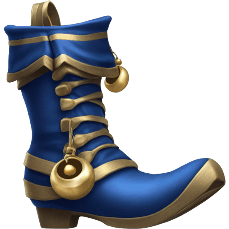 Realistic isolated dark blue elf boots with bells. emoji