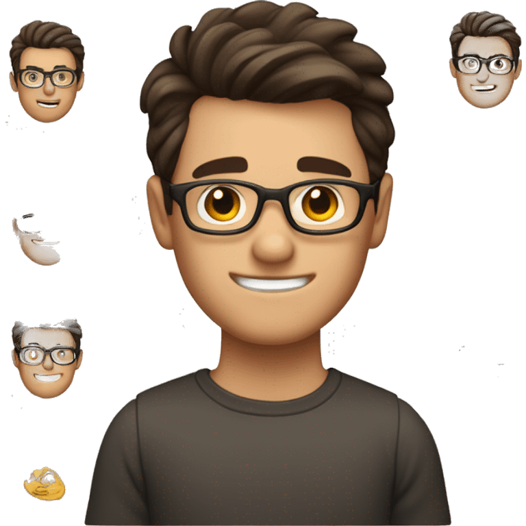 Dark Brown hair guy with a fade, glasses, , caucasian lightly tanned, waving emoji