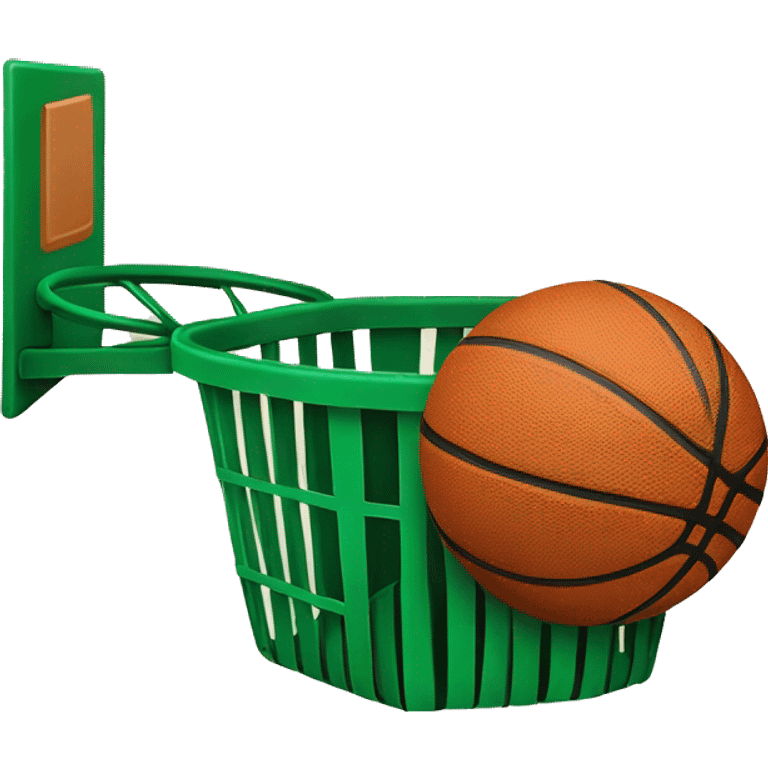 Basketball going in green basket  emoji