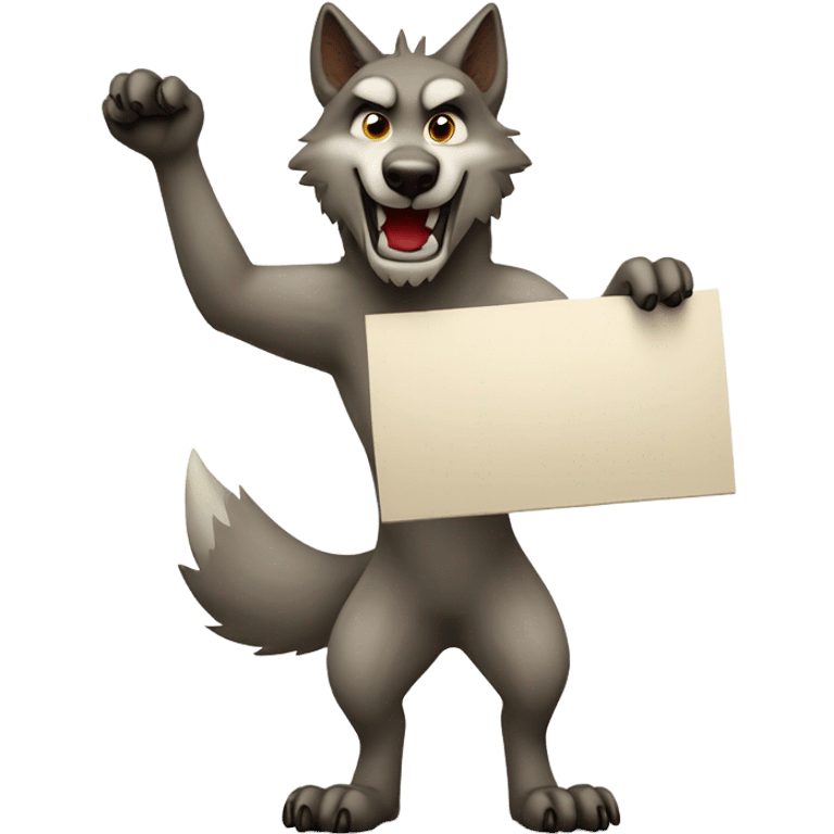 Wolf holding a blank sign emoji