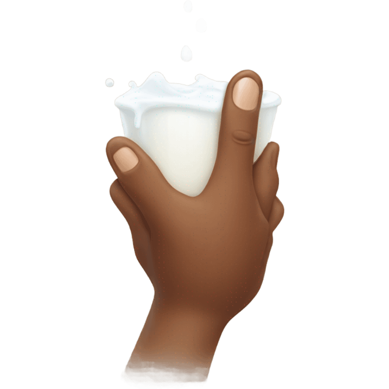 Milk on brown hand  emoji