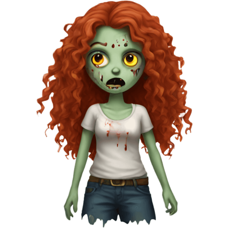 Zombie girl with long red curly hair emoji