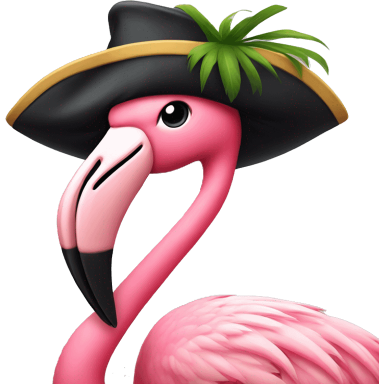 Flamingo in pirate outfit emoji