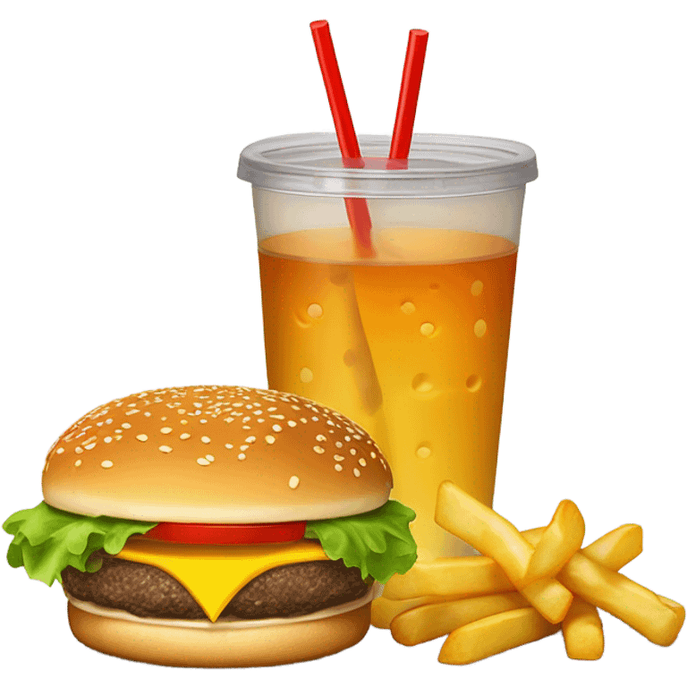 Hamburger, french fries and a drink emoji