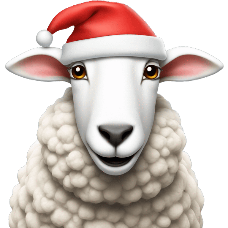 Sheep with a Santa hat emoji