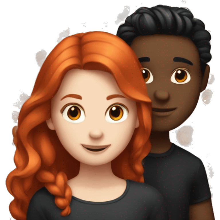 "Emoji of a fair-skinned girl with vibrant red hair and a white-skinned boy with jet-black hair." emoji