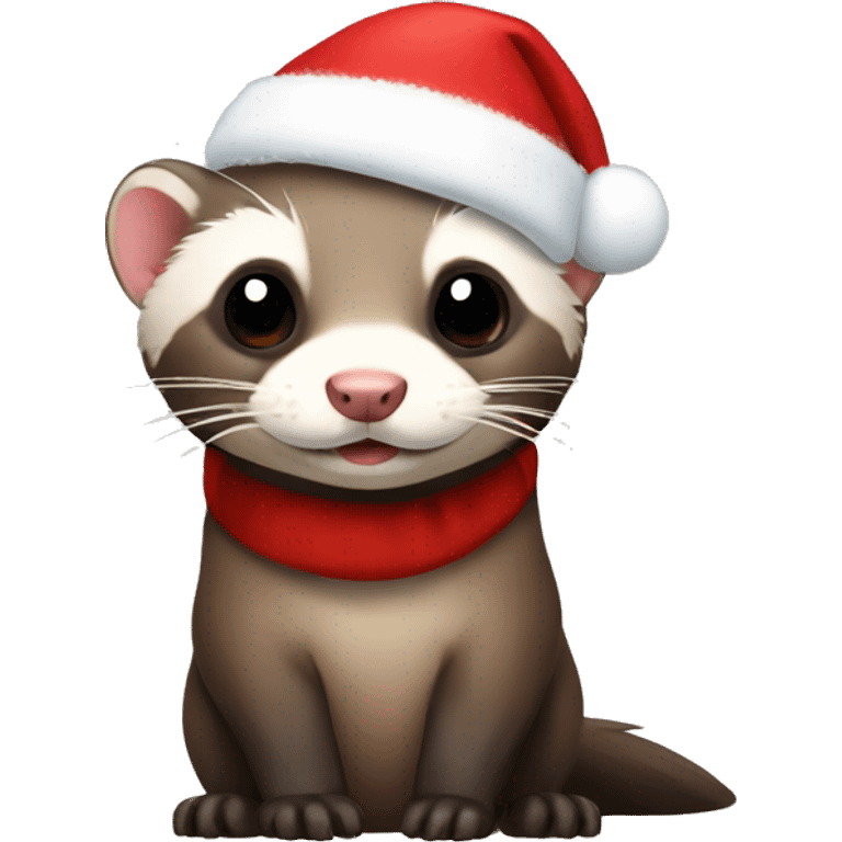 Ferret with Christmas hat on emoji