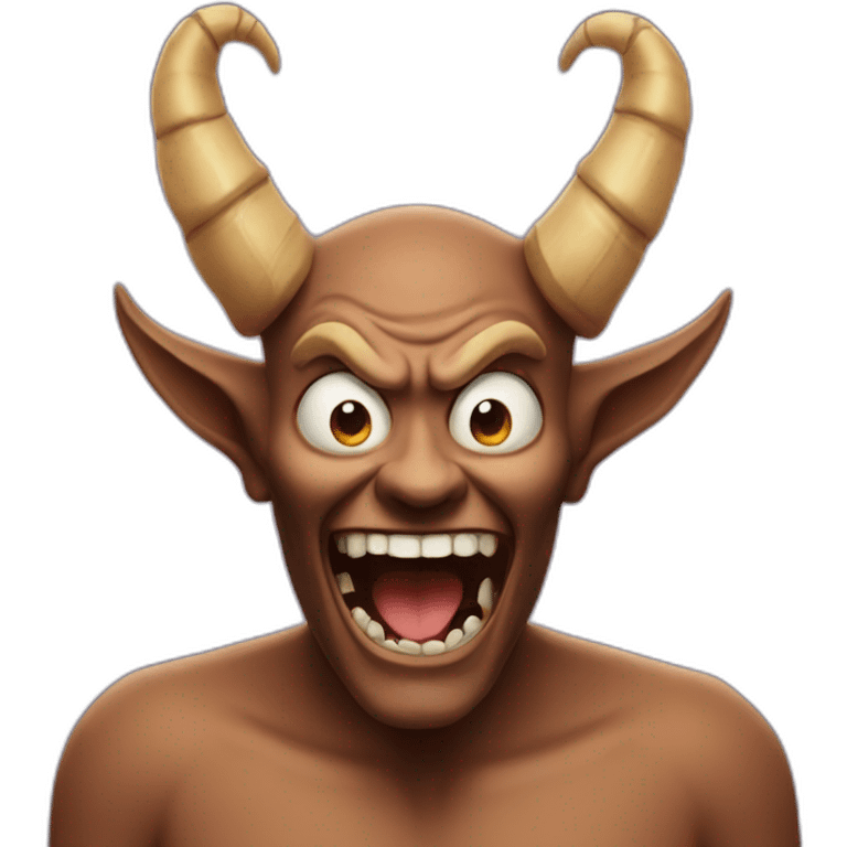 A terrifying emoji with horns and a big laugh emoji