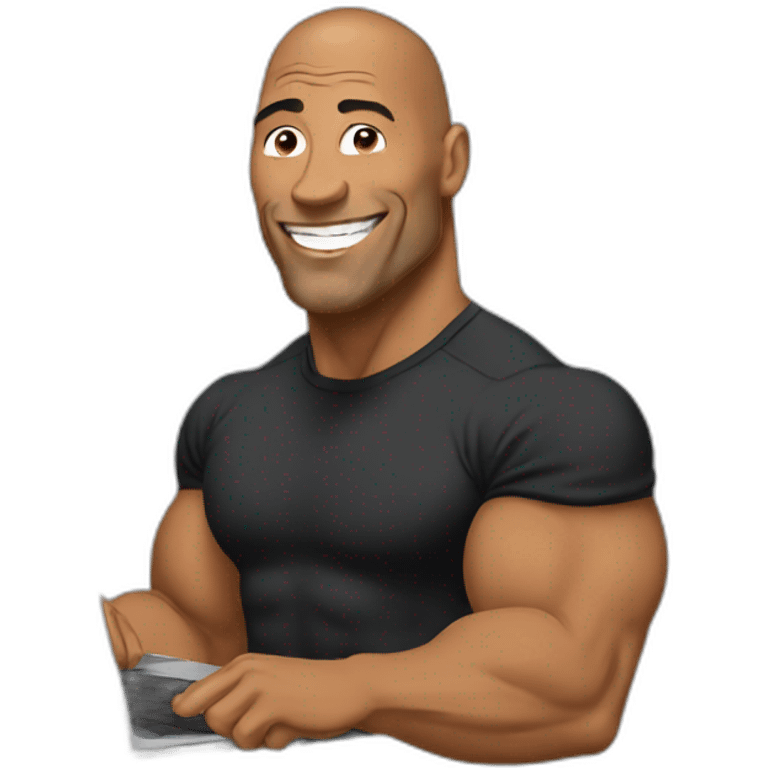 The rock using a laptop emoji