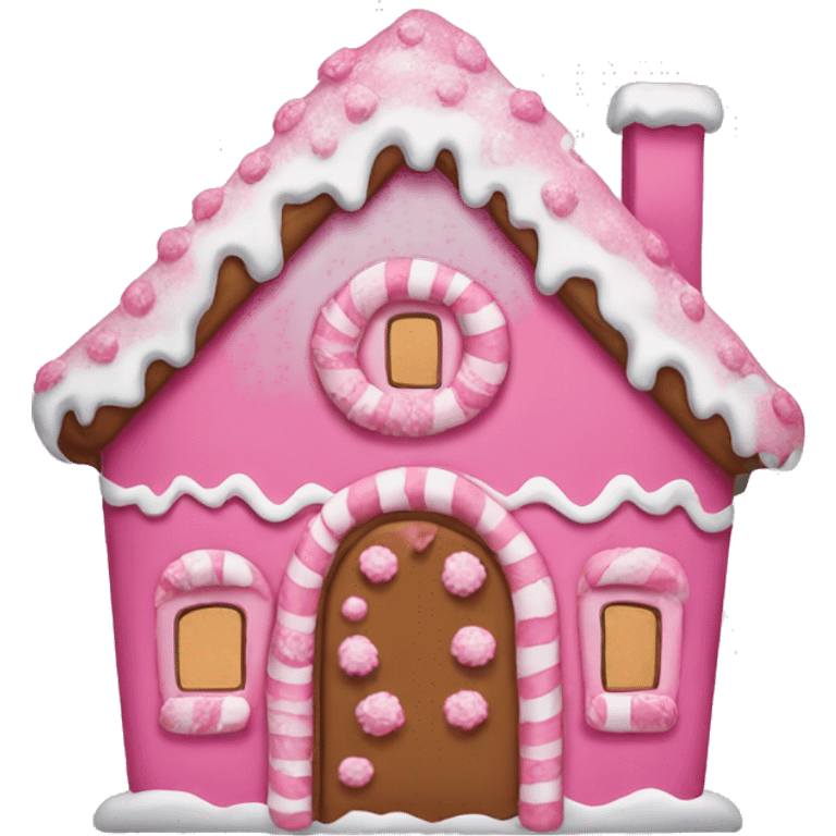 A pink gingerbread house emoji