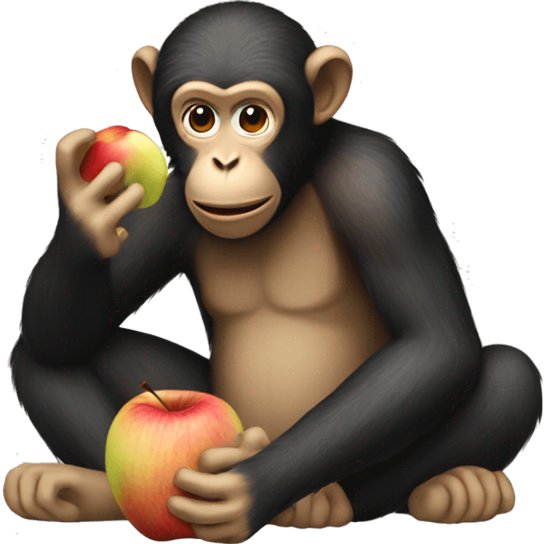 make a monkey eating apple emoji