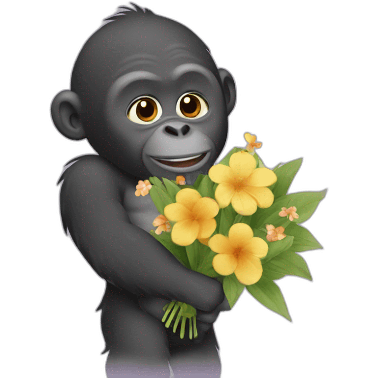 Gorila giving flowers to a girl emoji