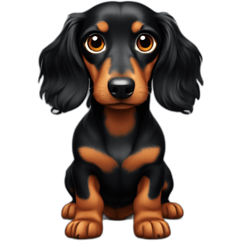 Dachshund black fire long-haired emoji