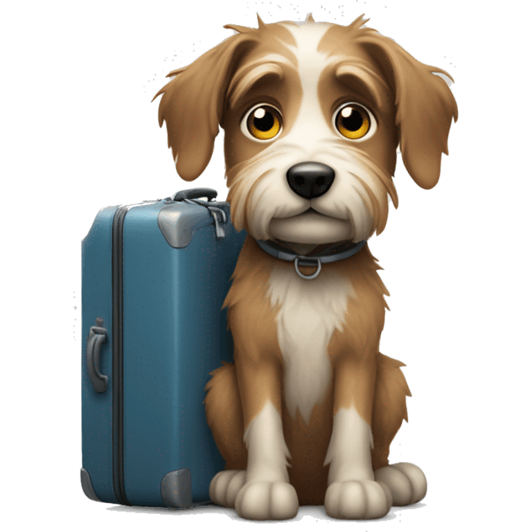 Short scruffy dog with suitcase  emoji