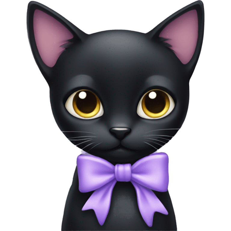 Black cat with pale purple bow emoji