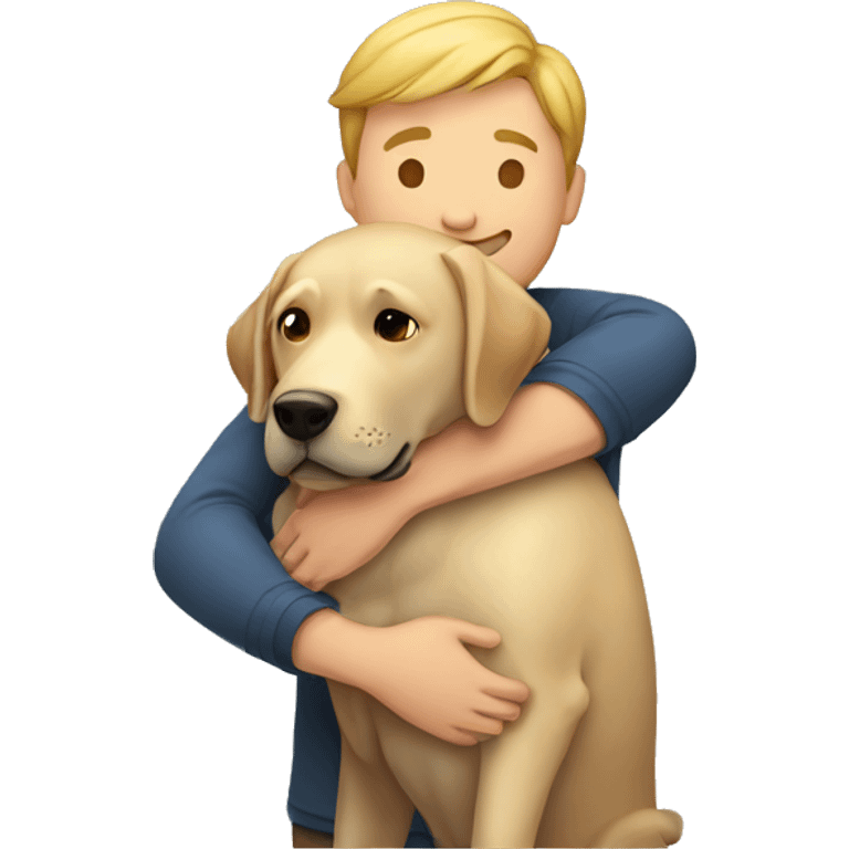 Man hugging labrador  emoji