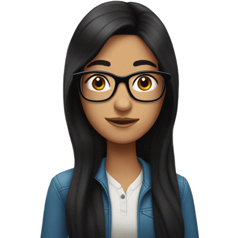 argentina girl long black hair with glasses emoji