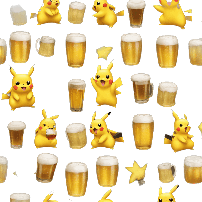 Pikachu avec une bière emoji