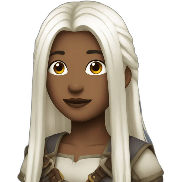 rpg girl with long straight white hair emoji