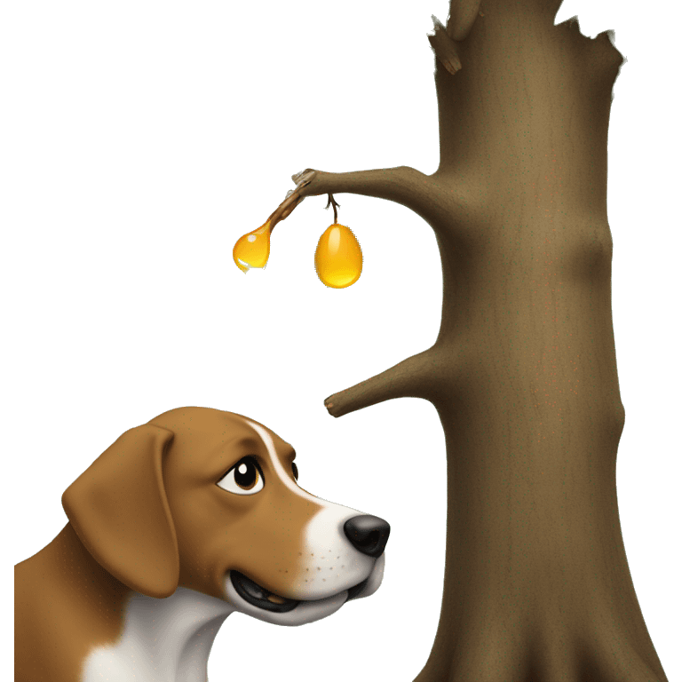 Tree releases sap onto dog.  emoji