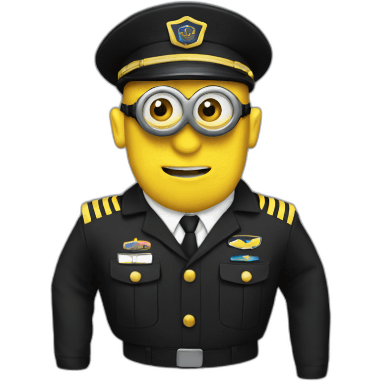 Minion in black pilots uniform emoji