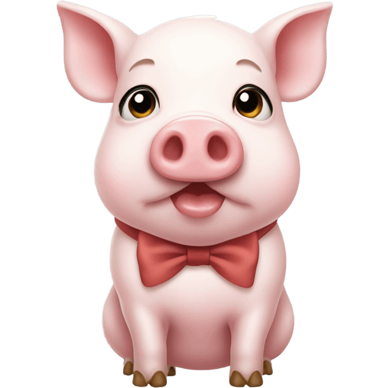 Cute pig with a white bow  emoji