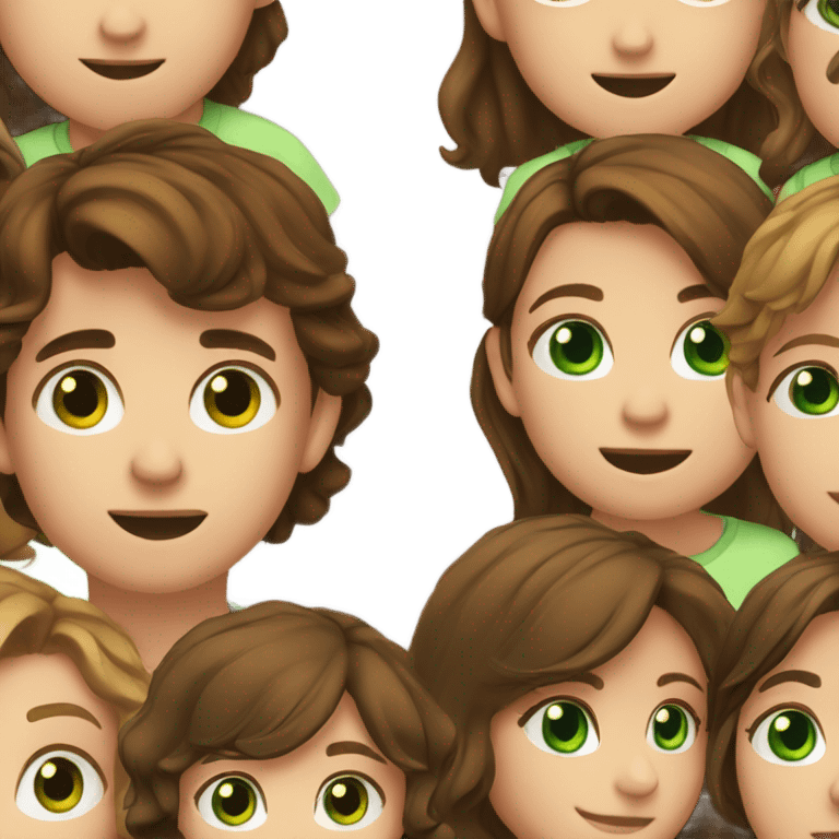 boy with green eyes and brown hair, girl with wavy brown hair and brown eyes emoji