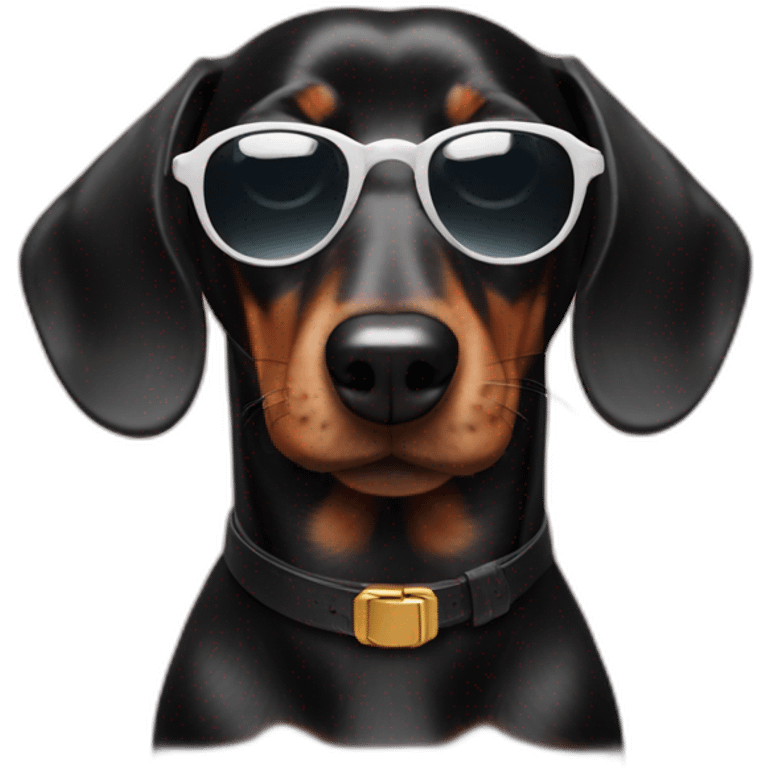 black dachshund in sunglasses head shot emoji