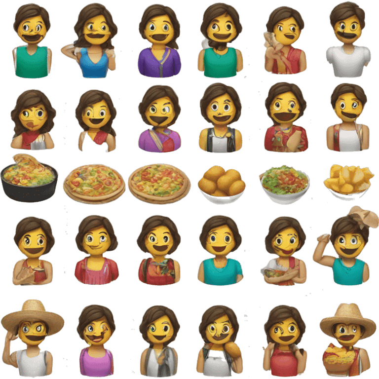 crear 4 emojis representativos del pais mexico, puede ser su escudo, comida, vestuario  o edificios representativos emoji