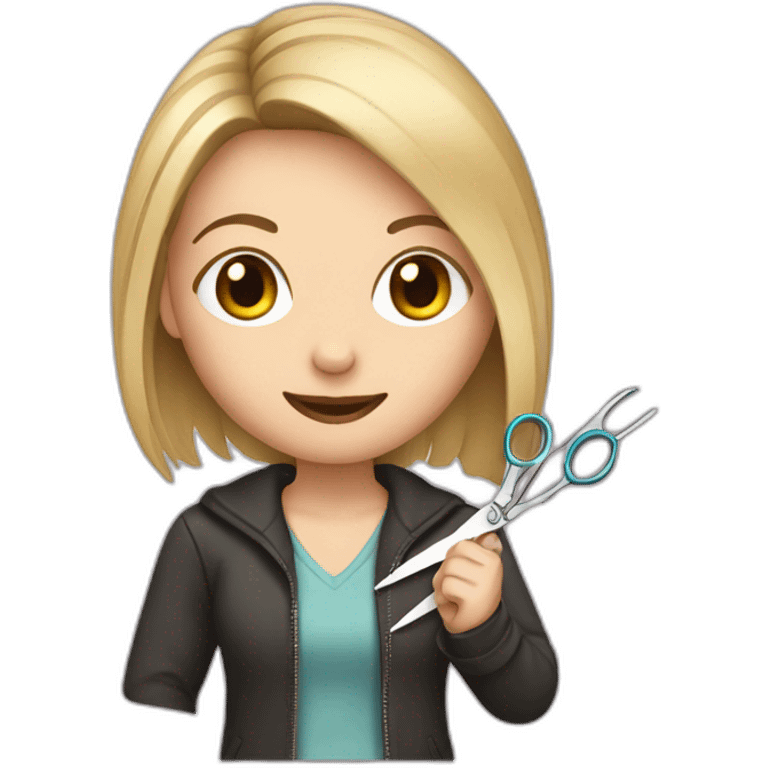 white girl with scissors emoji