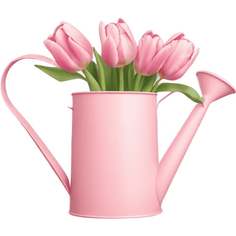 Tulips in pastel pink watering can  emoji