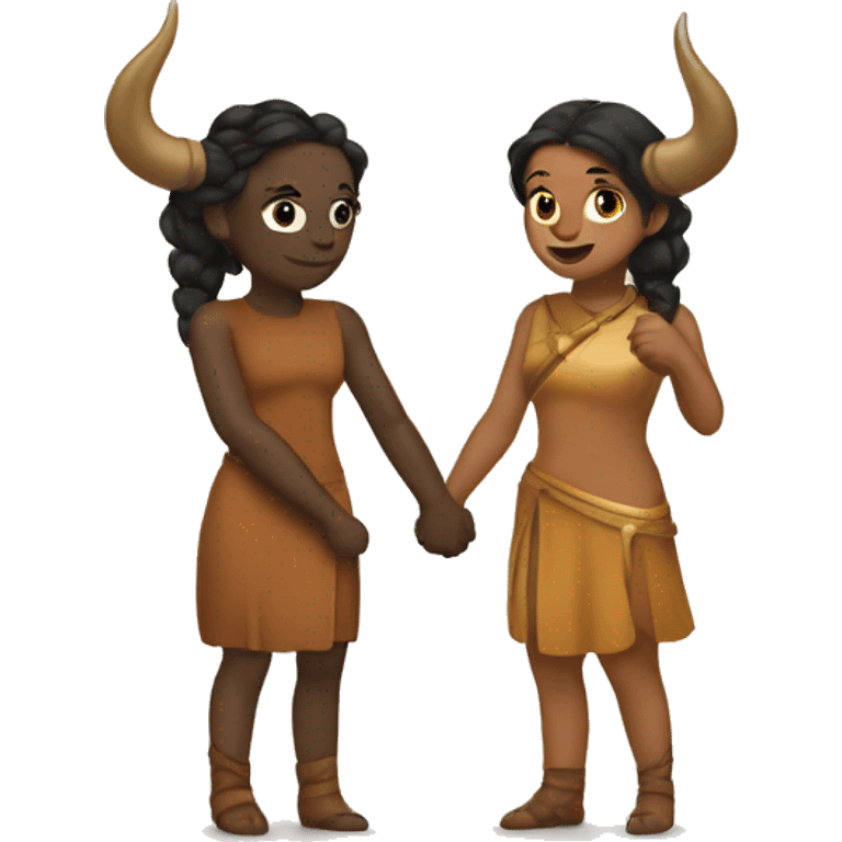 Sagittarius and Taurus holding hands emoji