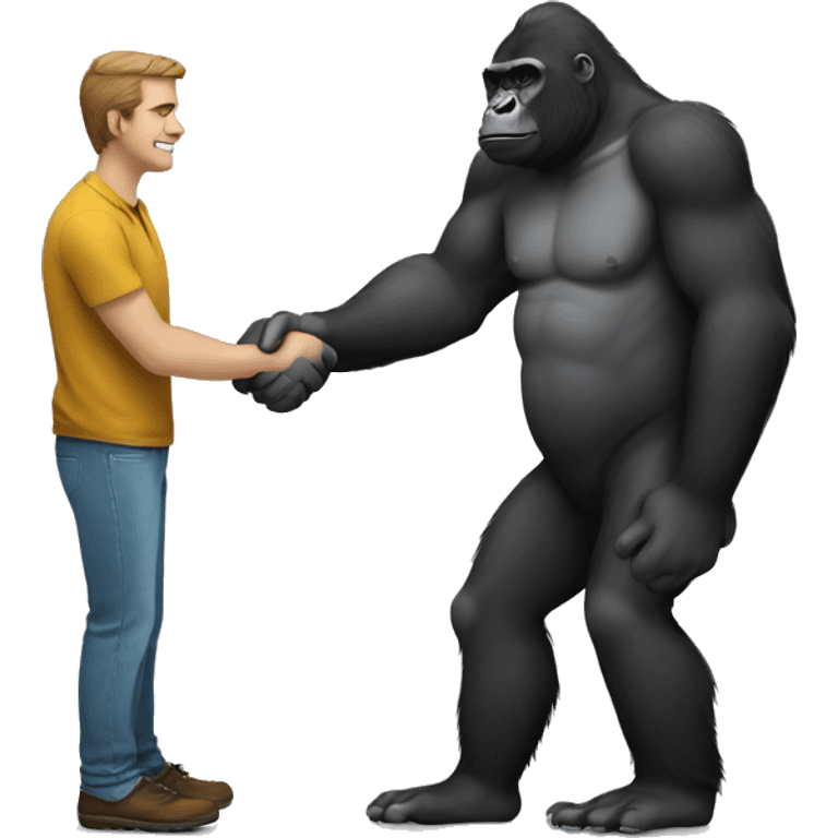 Gorilla handshakes white man emoji