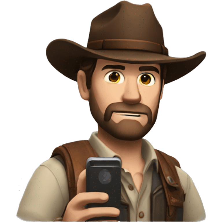 arthur morgan using a smart phone emoji