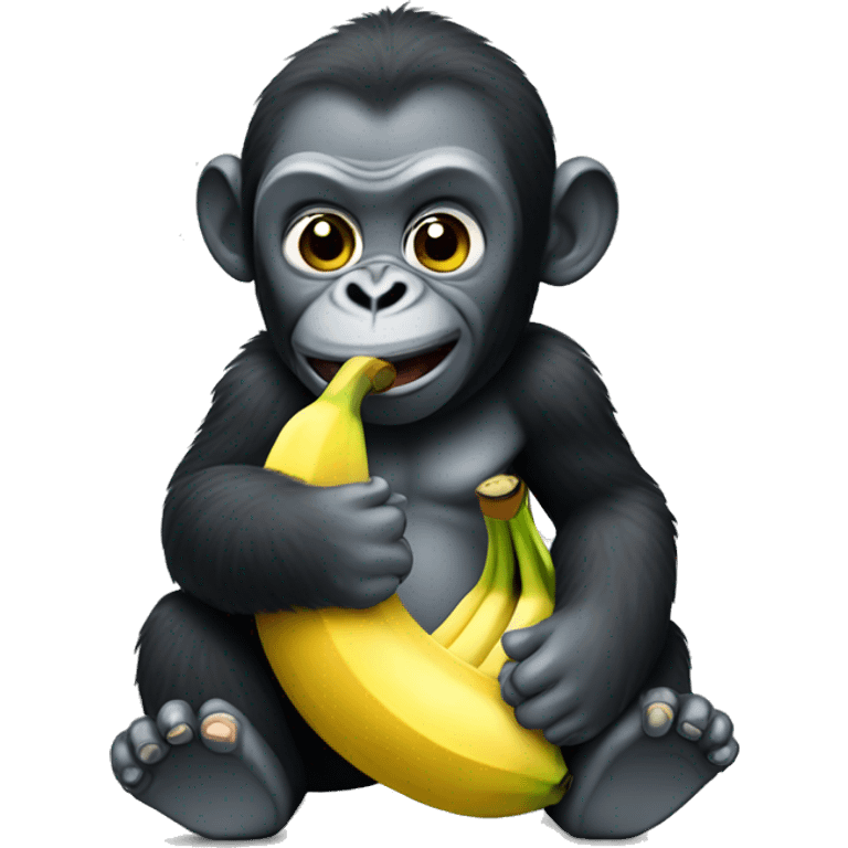 gorilla eating banana emoji